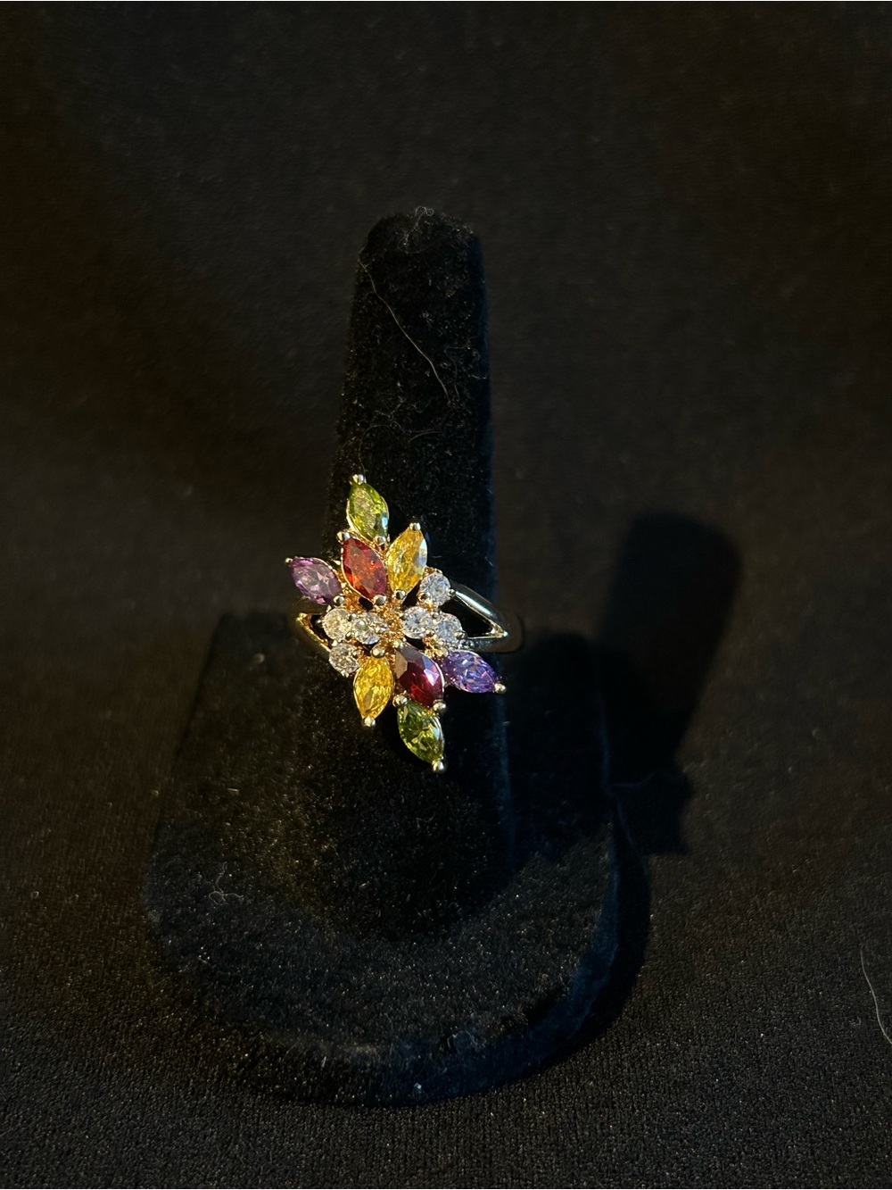 Multicolor Floral Crystal Ring - Women Jewelry